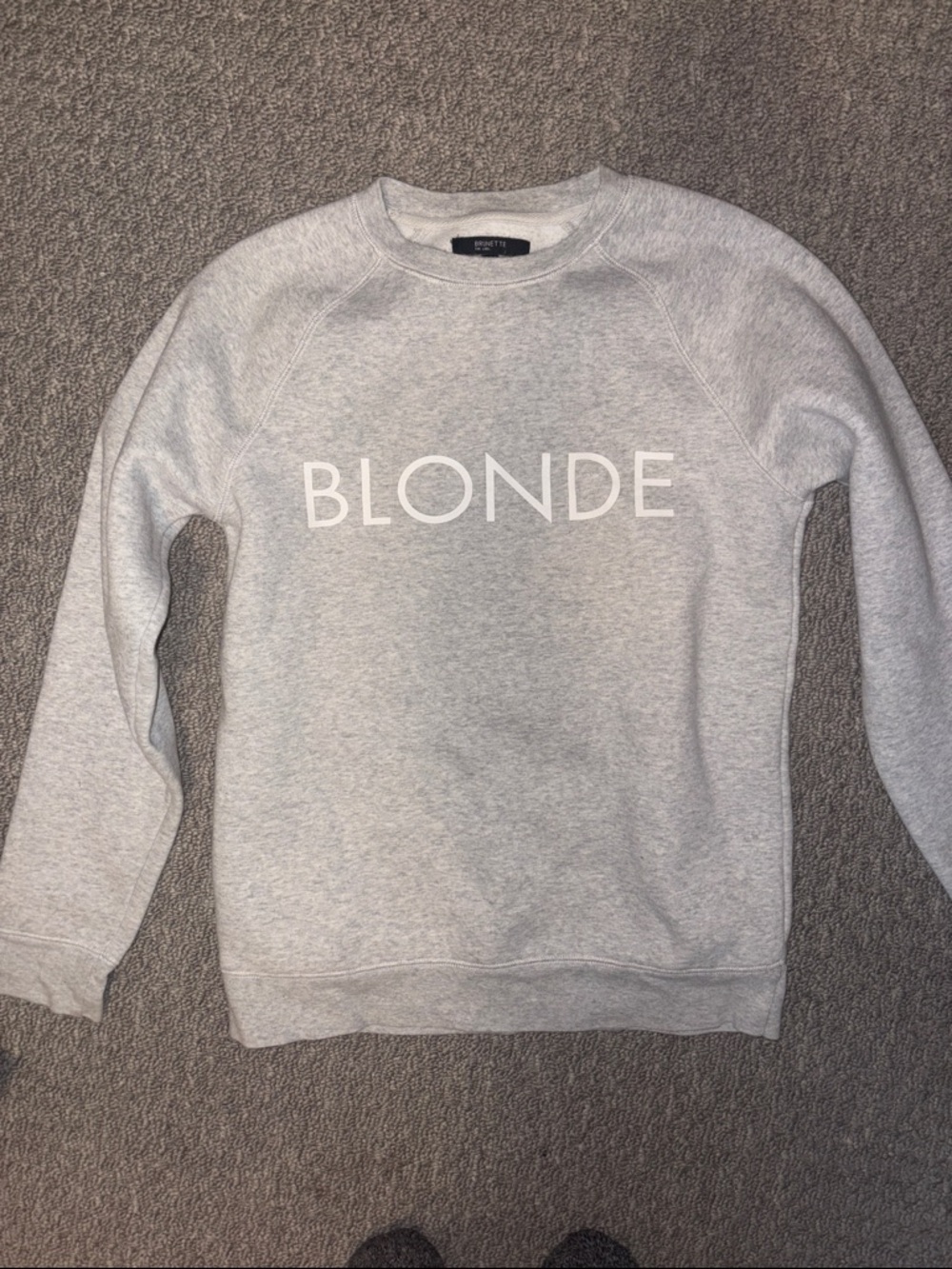 Brunette The Label Grey 'BLONDE' Classic Crewneck Sweatshirt